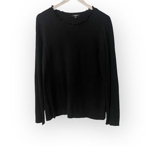 3/15 💚 Premise Studio Ruffle-neck Black Long sleeve Sweater Size XL